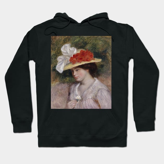 Woman in a Flowered Hat by Auguste Renoir Hoodie by Classic Art Stall